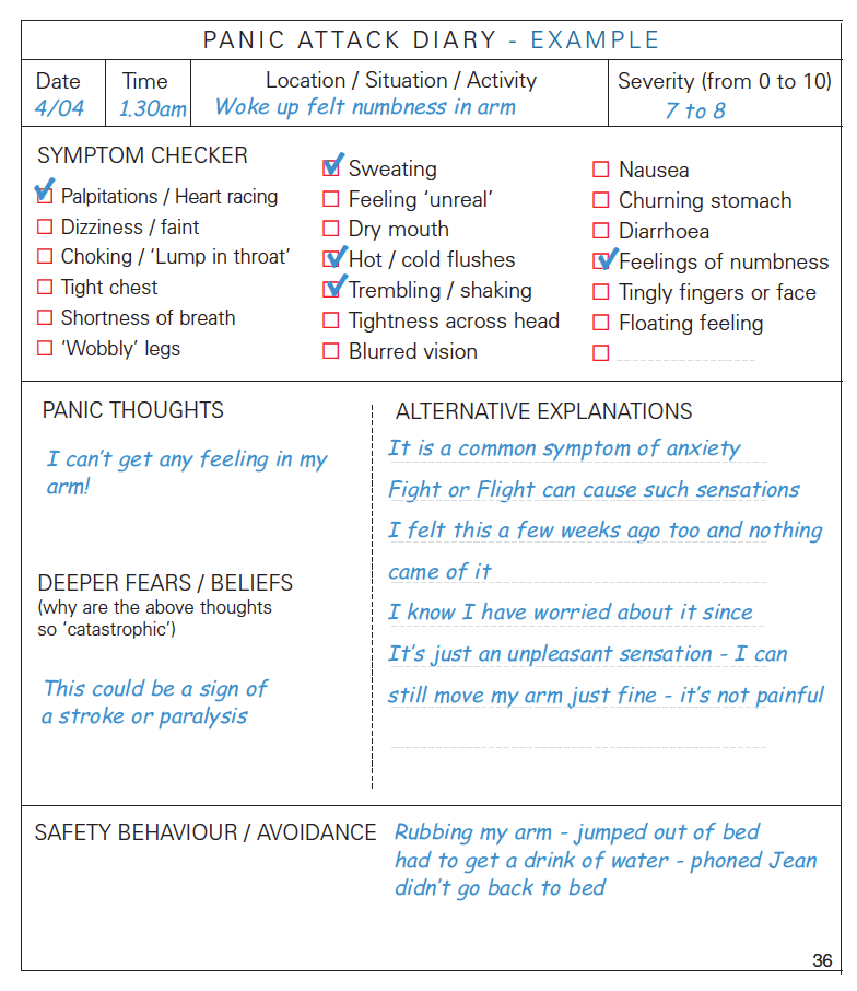 Example Panic Attack Diary | CBT4Panic